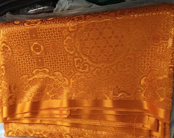 Tela de brocado naranja, tela jacquard, tela para cosplay, cortada a medida