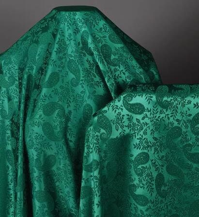 Dunkelgrüner Jacquard-Stoff, Acetat-Satin-Stoff, Cashew-Stil Glanzstoff, Hochzeitskleid-Stoff, Massenware