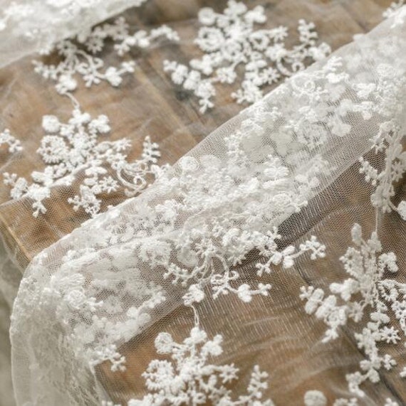White mesh fabric with floral style mesh fabric mesh lace Etsy