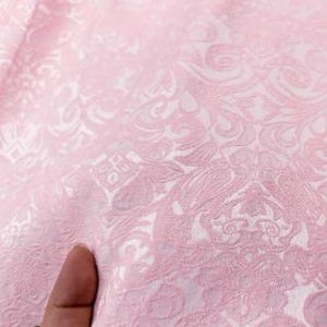 Light pink color jacquard fabric, glossy relief jacquard fabric, polyester cotton fabric, Cosplay dress fabric, fabric by the yard