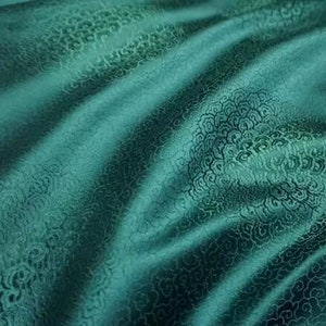Dark green  color brocade fabric jacquard fabric, by the yard