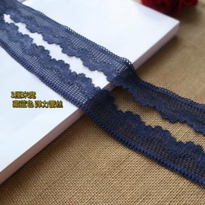 Navy blue color lace trim, stretch lace trim, decor lace trim, for 2 yards long