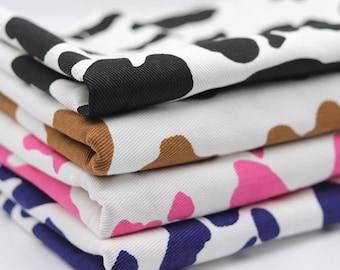 Saldi, Tessuto denim bianco a 4 colori con motivo a mucca, Tessuto denim di cotone, Denim in twill, Tessuto jeans, Denim lavato, Tessuto per abbigliamento, tagliato su misura