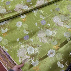 Tela de color verde claro, Tela brocada, Tela brocada ancha con estampado de flores, Tela jacquard, para vestido
