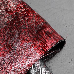 Glossy Texture Jacquard Fabric, Red Black Silver Color Coat Pants ...