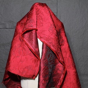 ON SALE, Red color jacquard fabric with flower style, fashion  jacquard fabric, fabric by the yard