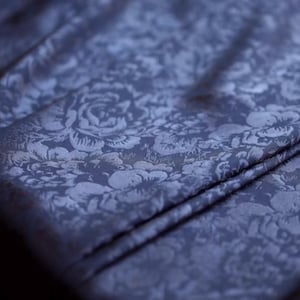 SALE, For 3m long-Navy blue/cream white color fabric with flower pattern, soft fabric, Summer dress fabric, fabric by the yard