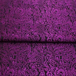 SALE, Black color brocade fabric with rose red pattern, jcquard Fabric, wedding jacquard fabric, by the yard