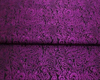 SALE, Black color brocade fabric with rose red pattern, jcquard Fabric, wedding jacquard fabric, by the yard