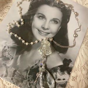 CHANDALIER and crystal KNOB charm vintage assemblage necklace upscaled repurposed altered art mixed media
