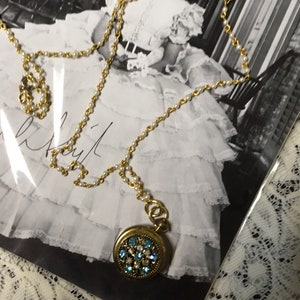 LOCKED AWAY vintage assemblage locket necklace Avon locket blue and faux pearl altered art mixed media upscaled repurposed