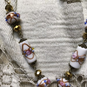 FLORAL PURSE BOUQUET purple pearl vintage assemblage mesh purse pendant charm necklace religious medallion altered art repurposed image 5