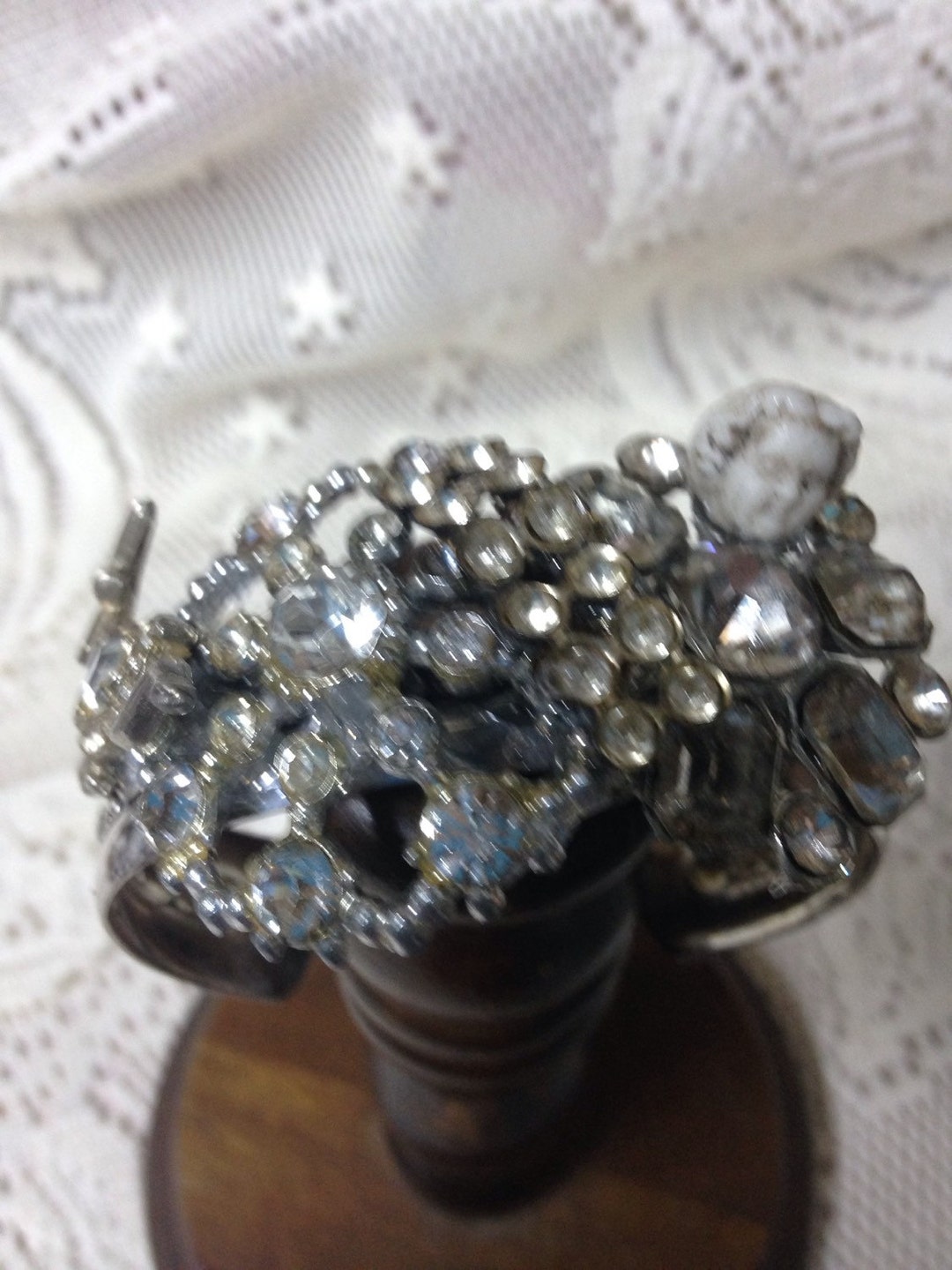 ROUND & ROUND Circular Rhinestone Vintage Assemblage Cuff - Etsy