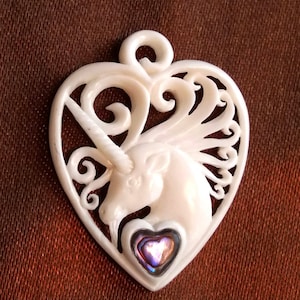 Unicorn Guitar Pick Pendant - Bone