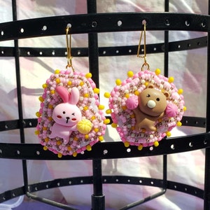 Bunny and Bear Cheerleader Earrings