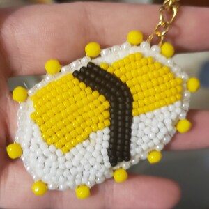 Eggs Sushi Keychain/Hand Beaded/Hand Made/Boho Style/Bead Embroidery/Flat Beading