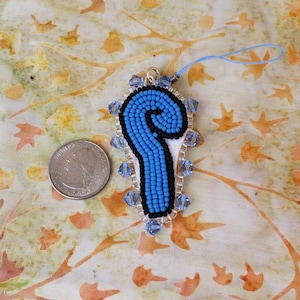 Blue Magic Staff Phone Charm/Hand Beaded/Bead Embroidery/Video Game Sprite