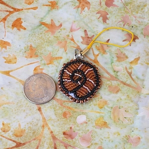 Ammonite Beaded Phone Charm/Hand Beaded/Bead Embroidery/Video Game Sprite
