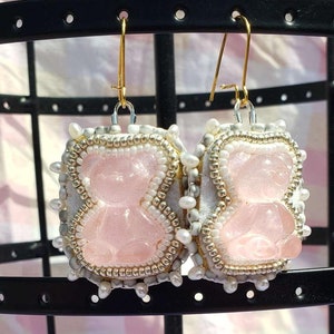 Large Sitting Bear Resin Beaded Earrings