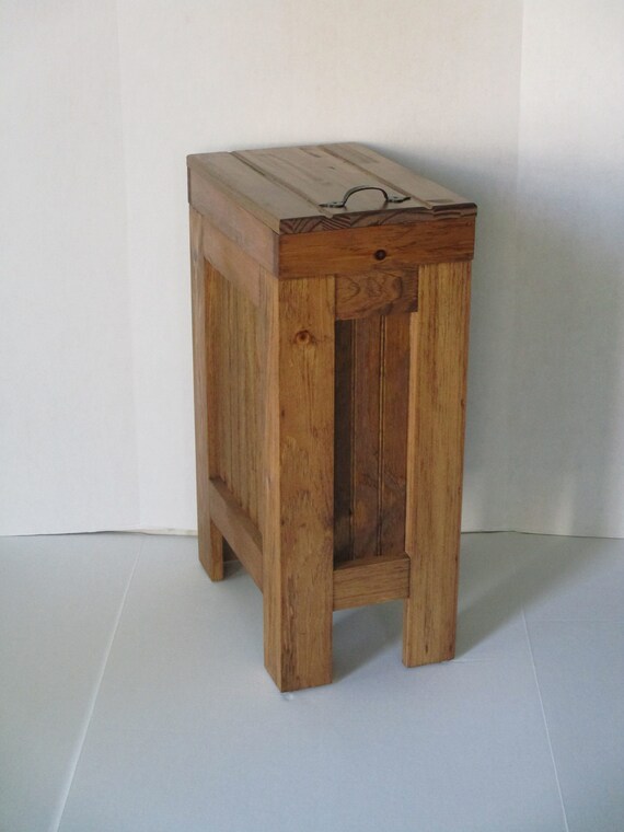 Wood Trash Bin Kitchen Garbage Can Rustic Wooden 13 Gallon Early American Stain