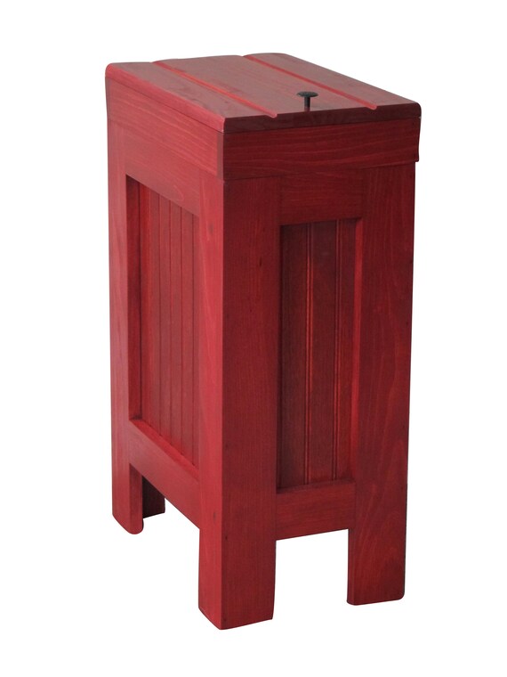 Wood Trash Bin Kitchen Garbage Can Wood Trash Can Rustic Etsy