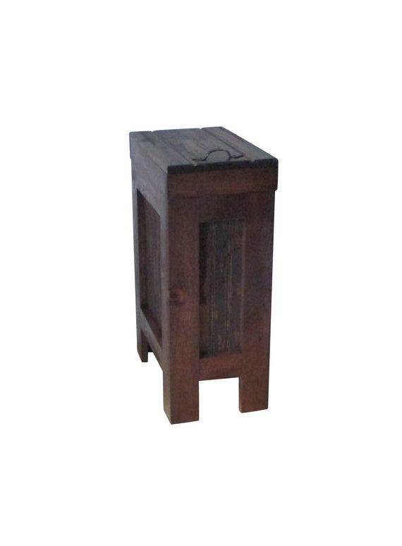 Rustic Trash Bin Kitchen Garbage Can Wood Trash Bin Wood Etsy