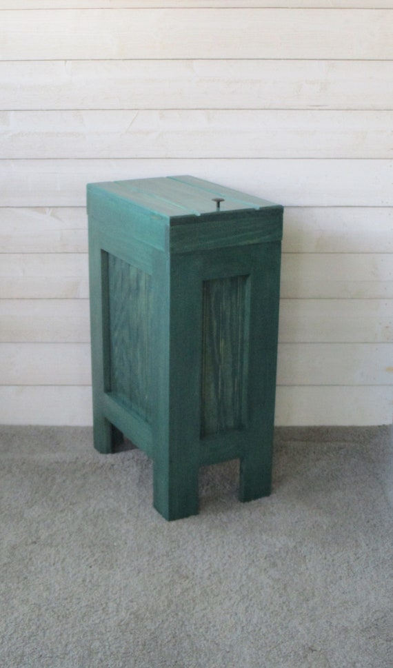 Wood Trash Can Kitchen Garbage Bin Rustic Image 0