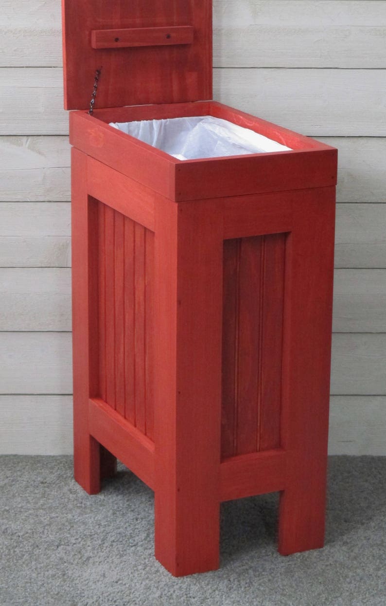 Rustic Trash Can / Trash Can / Wood Trash Bin / Wooden Etsy