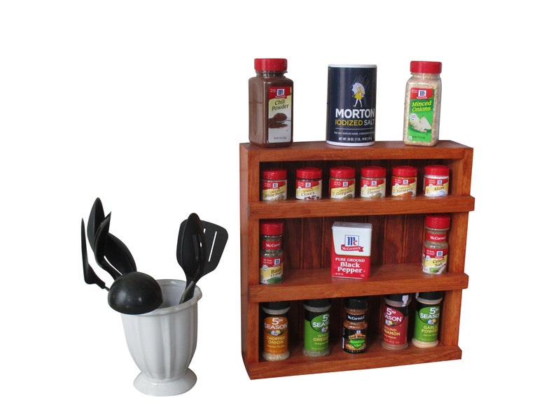 Wooden Spice Rack Wood Countertop Spice Rack Spice Cabinet Etsy