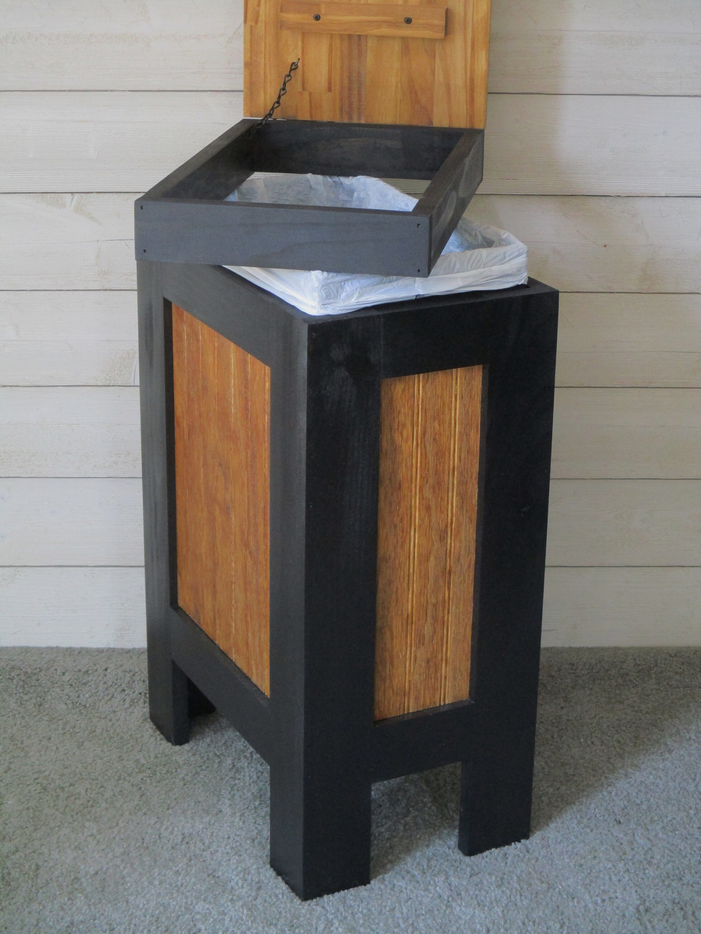 Modern Rustic trash bin kitchen storage Wood Trash can Etsy
