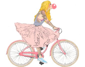 Pink Fixie - Pop Art Print - Pandora Young