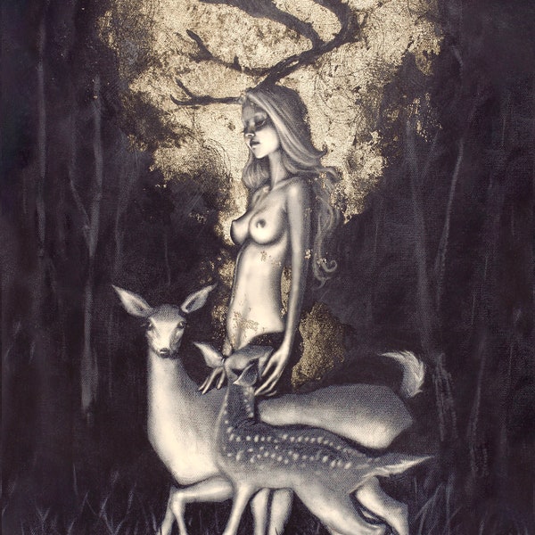 Waldkönigin - Fantasy Kunstdruck - Pandora Young