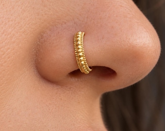 Indian Nose Ring: 14k Gold Nose Hoop in Yellow, Rose, or White