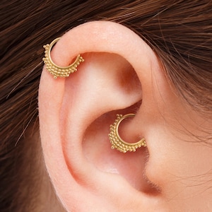Solid Gold Cartilage ring Gold Daith Piercing Rose Gold Cartilage Cuff Indian Daith Ring White Gold Daith Jewelry Cartilage Ring SKU84