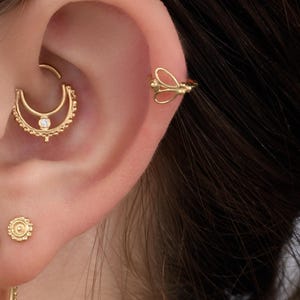 Orecchino Helix, Helix Gold 14k, Anello Helix in oro massiccio, Orecchino a farfalla per cartilagine, Gioielli per piercing Helix Forward in oro bianco, Helix, SKU 38