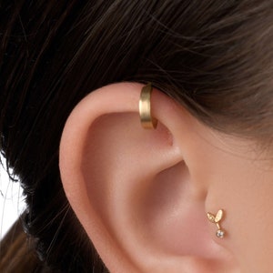Gold Cartilage Ring, Gold Helix Earring, Real Gold Helix, Solid 14k Gold Cartilage Hoop, Helix Cuff Earring, Tribal Helix Earring, SKU 181