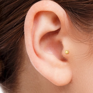 Piercing al trago in oro massiccio 14k, piercing all'ombelico in oro appena visibile, gioielli per piercing al trago, orecchini al trago, perno al trago in oro rosa, piercing all'ombelico in oro bianco, SKU 105