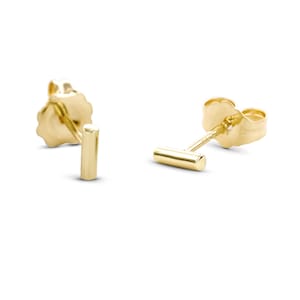 Minimalist Gold Bar Earrings, Dainty Gold Earrings, 14k Solid Gold Studs, Simple Gold Jewelry, Minimalist Gold Studs, White Gold Earrings