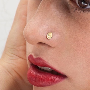 Gold Nose Stud, Nose Jewelry, Nose Piercing, Nose Pin, Nose Screw, Arrow, Nose Stud -Tragus, Nose Stud Ring, Cartilage- Boho Jewelry, SKU 24