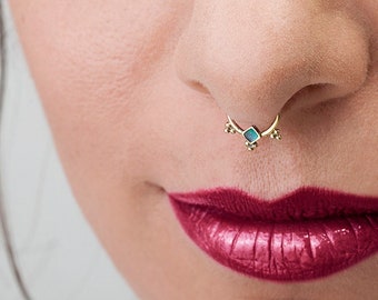 Dainty Septum Ring, Gold Septum Ring, Solid Gold Septum Ring, 14k Gold Septum Ring, Septum Ring Jewelry, Septum Piercing, SKU 60