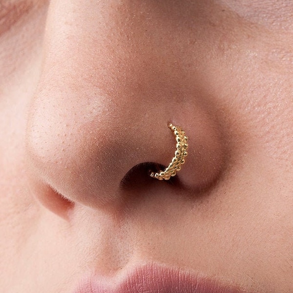 Nose Cuff, Gold Nose Ring, Tragus Cuff, Conch Cuff, Helix Cuff, Cartilage Cuff, Nose Hoop, Nose Jewelry, SOLID 14K Gold Nose Cuff, SKU 37