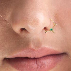 Dainty Nose Ring, Gold Nose Ring, Solid Gold Nose Ring, Beaded Nose Ring, Beaded Gold Nose Ring, Septum Ring, Helix, Cartilage, SKU 60