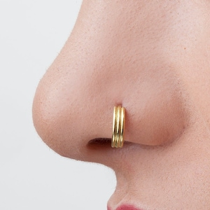 Gold Nose Ring, Real Gold Nose Hoop, Minimalist 14k Nose Piercing, Hoop Nose Ring, Thick Nose Ring, 14 Karat Nose Hoop, Nose Ring Gift