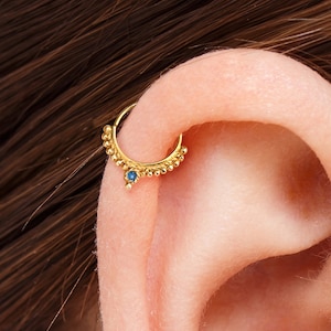 Gold Helix Earring, Gold Cartilage Piercing, Rose Gold Helix Hoop, Unique Cartilage Jewelry, 14k Cartilage Jewelry, White Gold Helix, SKU 58