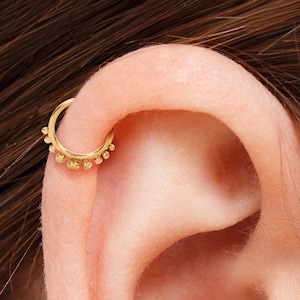 Gold Helix Earring, Gold Cartilage Piercing, 14k Gold Helix Hoop, Solid 14k Cartilage Hoop, 14k Gold Helix Earring, Cartilage Earring Gift