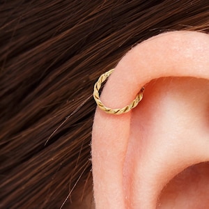 Gold Helix Earring, Gold Cartilage Piercing, 14k Gold Helix Hoop, Unique Cartilage Jewelry, Cartilage Jewelry Gold, Real Gold Helix Ring