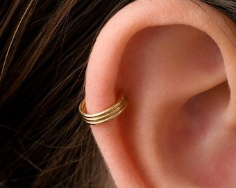 Gold Helix Hoop Earring: Solid 14k Cartilage Ring