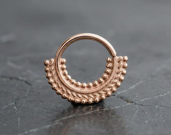 Rose Gold Nose Ring - Dainty Indian Style 14k Hoop