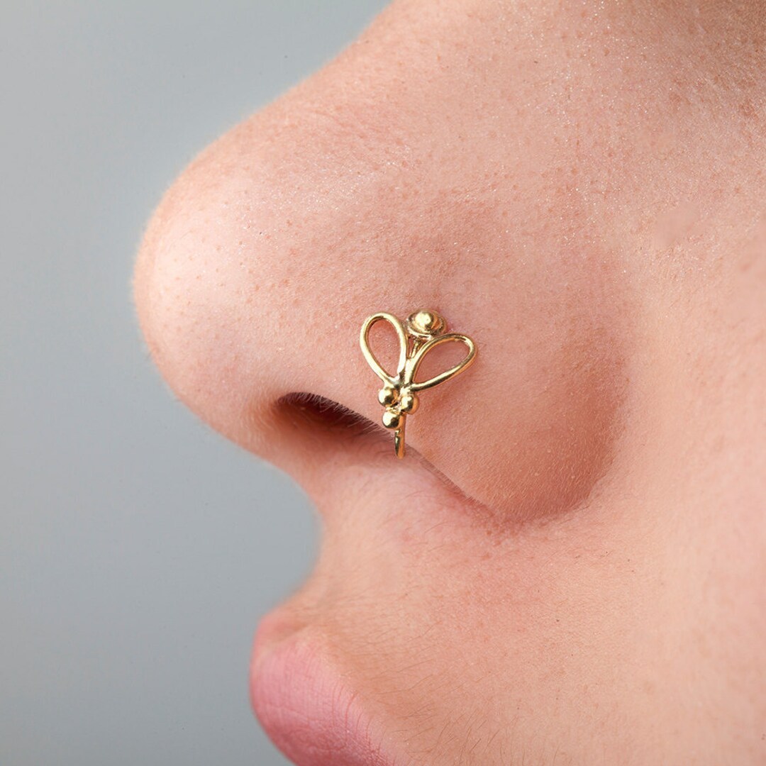 Gold Nose Jewelry, Nose Hoop, Nose Piercing, Nose Ring 14k Gold, Bee Nose Ring, Real Gold Nose