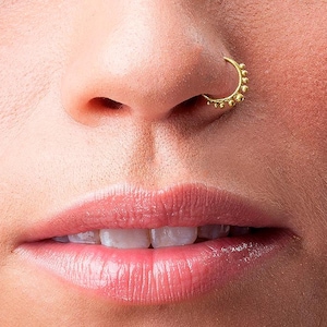 Indian Nose Ring, Gold Nose Piercing, Solid Gold Nose Ring, Indian Nose Hoop, 14k Gold Nose Jewelry, Real Gold Nose Ring, Ball Nose Hoop